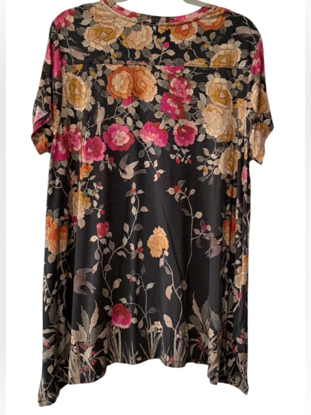 Johnny Was Graceful Drape women’s XL multicolored floral tunic with a bird print - Picture 2 of 6